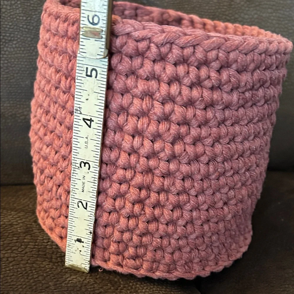 NWT Two Handmade Crocheted Baskets - Rose Color